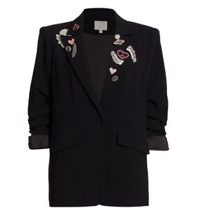 Cinq à Sept Embroidered Single-Breasted Blazer In Black